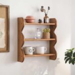 100% Solid Wood Wall Shelf 3-Tier, Rustic Floating Shelves Wall Mounted Storage ... - Image 2