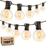 100FT LED Outdoor String Lights Patio Light with 52 Shatterproof G40 Dimmable Gl... - Image 2