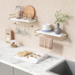 Forbena Floating Bathroom Shelves Wall Mounted, Aesthetic White and Gold Shelves... - Image 3