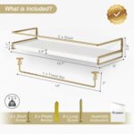 Forbena Floating Bathroom Shelves Wall Mounted, Aesthetic White and Gold Shelves... - Image 4