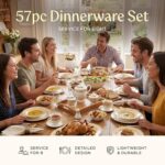 Joseph Sedgh Collection 57-Piece Bone China Dinnerware Set, Service for 8, White... - Image 3