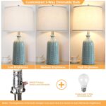 JUNNAI Green Ceramic Table Lamp 24.5": 3-Way Dimmable Nightstand Lamp with White... - Image 3