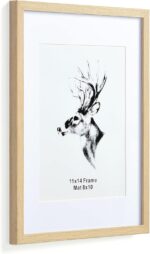 Yaetm 11x14 Wood Picture Frame with Mat for 8x10 Set of 4, Natural Solid Oak Woo... - Image 3