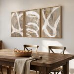 Large Framed Neutral Abstract Wall Art for Living Room, 3 Piece Modern Canvas Pr... - Image 3