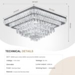 COCOSTAR Crystal Chandeliers, Modern Led Luxury Chandelier, 34" Suqare Flush Mou... - Image 3