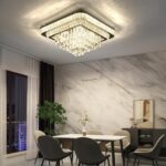 COCOSTAR Crystal Chandeliers, Modern Led Luxury Chandelier, 34" Suqare Flush Mou... - Image 4