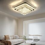 COCOSTAR Crystal Chandeliers, Modern Led Luxury Chandelier, 34" Suqare Flush Mou... - Image 5