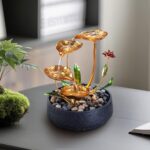 Tabletop Fountain Metal Lotus Circulating Fountain Water Feature for Zen Home De... - Image 3
