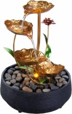 Tabletop Fountain Metal Lotus Circulating Fountain Water Feature for Zen Home De... - Image 4