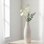 hjn Hand-Glazed White Ceramic Vase - 13.8" H Modern Decorative Centerpiece Vase ... - Image 3