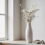 hjn Hand-Glazed White Ceramic Vase - 13.8" H Modern Decorative Centerpiece Vase ... - Image 4