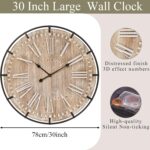 EMAX HOME 30 Inch Extra Large Wall Clock - Farmhouse Rustic Wood & Metal Design ... - Image 4