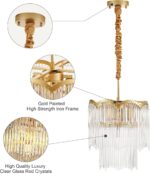 12.52" Gold Clear Glass Crystal Pendant Light 5-Light Modern Crystal Pendant Cei... - Image 5