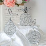 Set of 3 Crystal Metal Pineapple Pear Table Centerpiece Handmade Crystal Candles... - Image 3