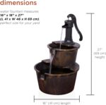 Alpine Corporation 27" Tall Rustic Outdoor 2-Tier Barrel Pump Water Fountain wit... - Image 4