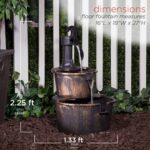 Alpine Corporation 27" Tall Rustic Outdoor 2-Tier Barrel Pump Water Fountain wit... - Image 5