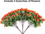 Artificial Faux Flowers Plants for Spring Outdoor Outside Decor, Fake Silk Orang... - Image 7