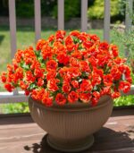 Artificial Faux Flowers Plants for Spring Outdoor Outside Decor, Fake Silk Orang... - Image 8