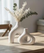 Carrot's Den Donut Vase, Set of 2 - White Large Ceramic Vase - Minimalist Nordic... - Image 3