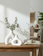 Carrot's Den Donut Vase, Set of 2 - White Large Ceramic Vase - Minimalist Nordic... - Image 5