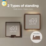mooas Wooden Frame LED Silent Wall Clock with Remote, Backlit Nightlight, Modern... - Image 3
