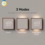 mooas Wooden Frame LED Silent Wall Clock with Remote, Backlit Nightlight, Modern... - Image 5