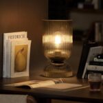 Modern Table Lamp,Glass Mid Century Lamp with Smoky Gray Glass Shade, Bedside La... - Image 5
