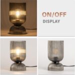 Modern Table Lamp,Glass Mid Century Lamp with Smoky Gray Glass Shade, Bedside La... - Image 8