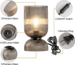 Modern Table Lamp,Glass Mid Century Lamp with Smoky Gray Glass Shade, Bedside La... - Image 9