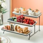 Gomakren 3 Tier Serving Trays Stand 14 Inches Serving Platters Rectangular Large... - Image 4