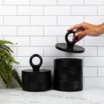 Premium Designer Black Wood Canister with Lids - Set of 2 - Decorative Jars for ... - Image 4