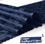 MILVOWOC 4 Pack Navy Blue Damask Table Runner, 12 x 72 Inch Satin Jacquard Recta... - Image 4