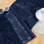 MILVOWOC 4 Pack Navy Blue Damask Table Runner, 12 x 72 Inch Satin Jacquard Recta... - Image 5