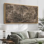 SIGNFORD Extra Large Framed Canvas Print Wall Art Vintage Forest Landscape in Se... - Image 3
