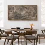 SIGNFORD Extra Large Framed Canvas Print Wall Art Vintage Forest Landscape in Se... - Image 5