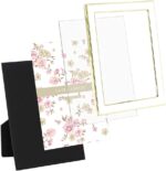 Laura Ashley 5x7 White Enamel Picture Frame, Gold Metal Edge with Easel, for Cou... - Image 4