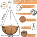 ZeeDix 2 Pack 14 Inch Hanging Baskets for Plants Outdoor, Metal Wire Round Plant... - Image 3
