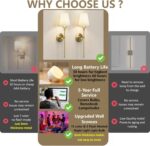 DORESshop Battery Operated Wall Sconce Set of 2, Wireless Wall Light Easy to Ins... - Image 3