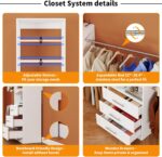 Closet System with 4 Sets, 8FT-21FT Closet Organizer Systems with 9 Wooden Drawe... - Image 4