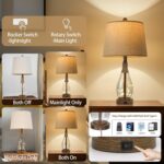 OYEARS Bedside Table Lamps Set of 2 with USB, Modern Bedside Lamps Retro Farmhou... - Image 3