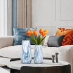 Blue and White Vase Set of 2, Light Blue Vases Home Decor, Decorative Pretty Uni... - Image 5