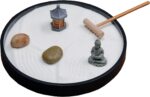 Nature's Mark Mini Zen Garden Kit for Desk with Rake, White Sand, Black Round Ba... - Image 3