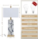 Natural Marble Table Lamps Set of 2: 3-Color Temperatures Alabaster Lamp with Ni... - Image 3