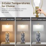 Natural Marble Table Lamps Set of 2: 3-Color Temperatures Alabaster Lamp with Ni... - Image 4