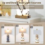 Natural Marble Table Lamps Set of 2: 3-Color Temperatures Alabaster Lamp with Ni... - Image 5