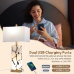 Natural Marble Table Lamps Set of 2: 3-Color Temperatures Alabaster Lamp with Ni... - Image 6