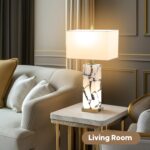 Natural Marble Table Lamps Set of 2: 3-Color Temperatures Alabaster Lamp with Ni... - Image 7