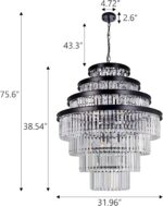 Wellmet Large Crystal Chandelier, Luxury 7-Tier Crystal Chandelier, Black Crysta... - Image 3