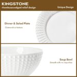 KINGSTONE Bone China Dinnerware Set, 12-Piece White Lightweight Porcelain for 4,... - Image 5