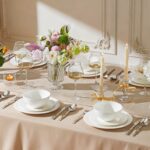KINGSTONE Bone China Dinnerware Set, 12-Piece White Lightweight Porcelain for 4,... - Image 8